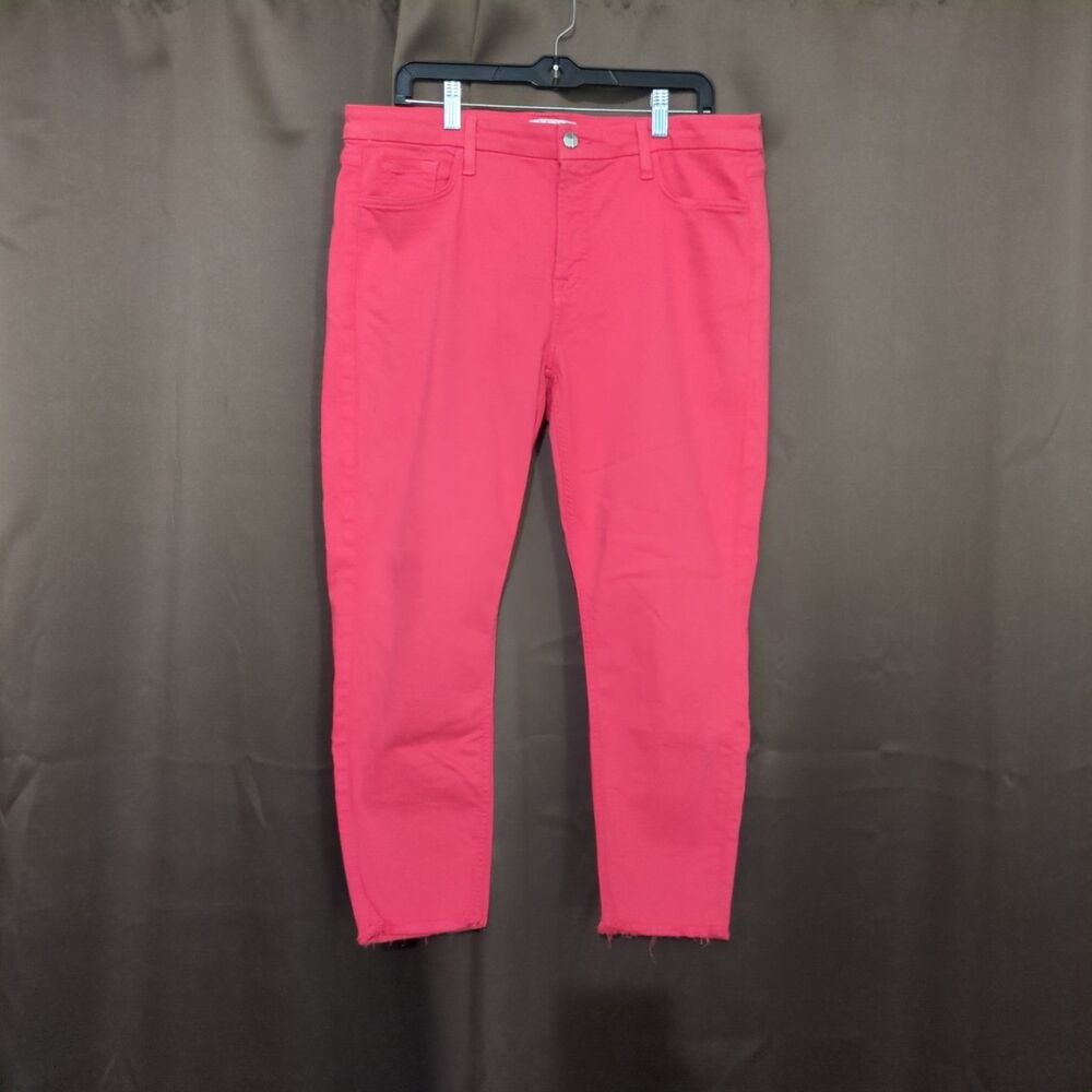 7 For All Mankind Jen7 Jeans 14 Red Ankle Skinny Mid Rise Denim